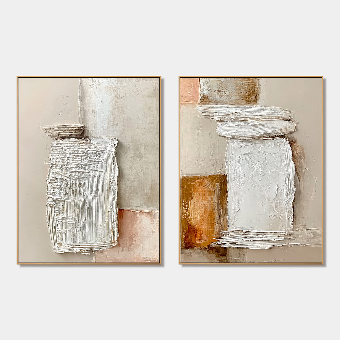 Neutral Textured Abstract Wall Art Set – Minimalist Wabi-Sabi Canvas