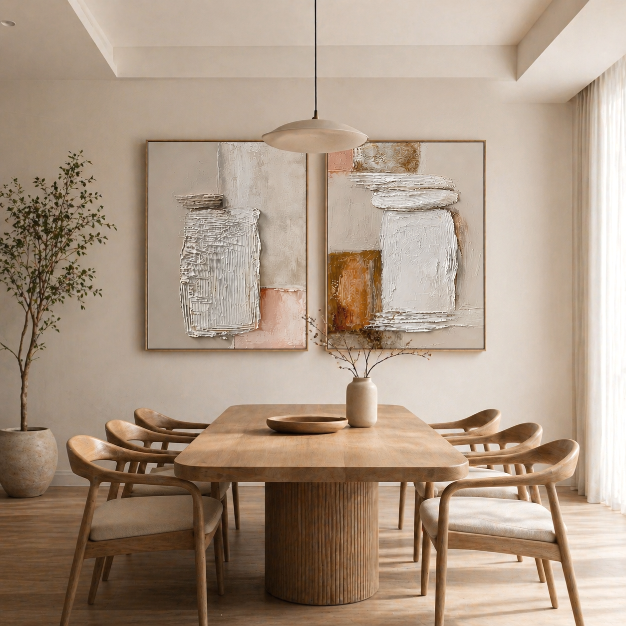 Neutral Textured Abstract Wall Art Set – Minimalist Wabi-Sabi Canvas