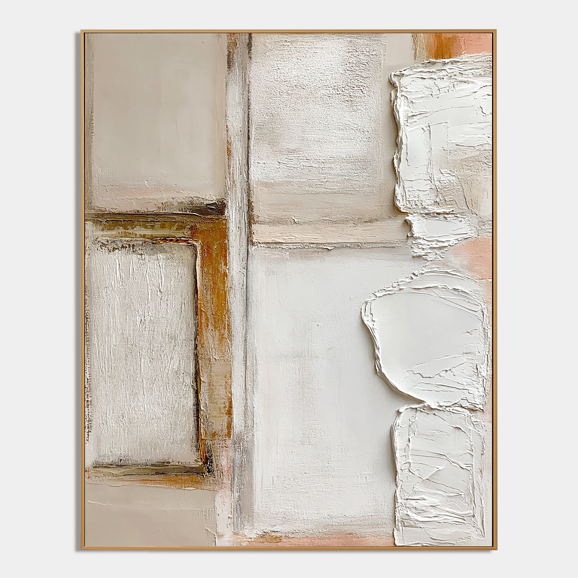 Textured neutral abstract wall art with minimalist wabi-sabi design