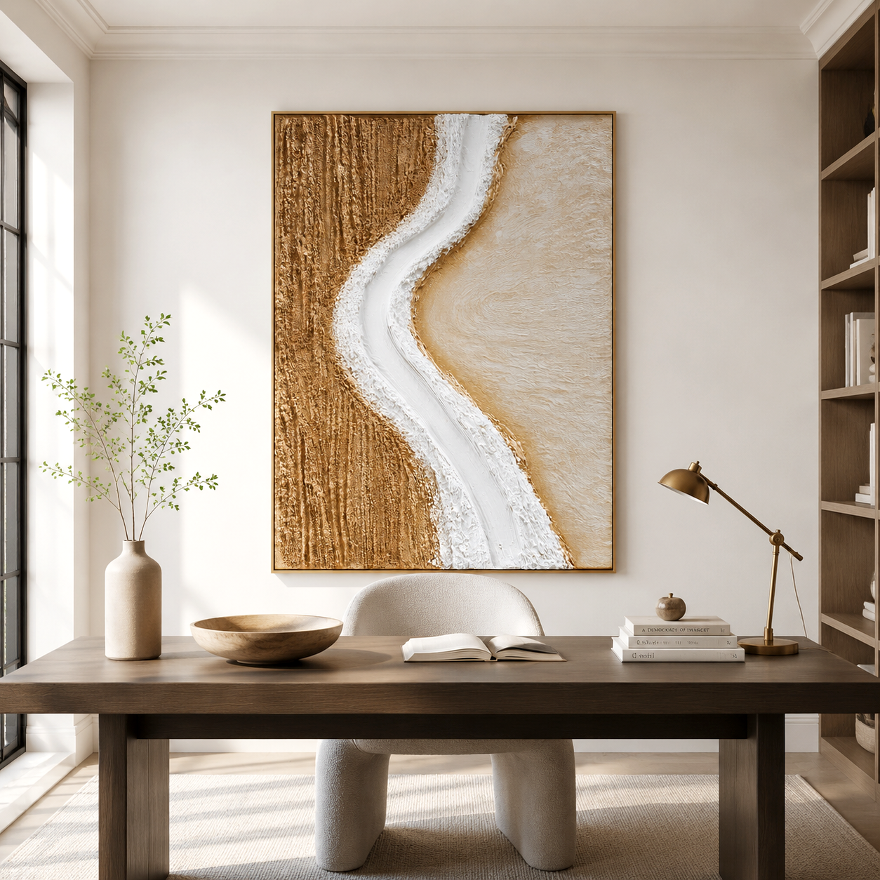Neutral textured abstract wall art with minimalist design