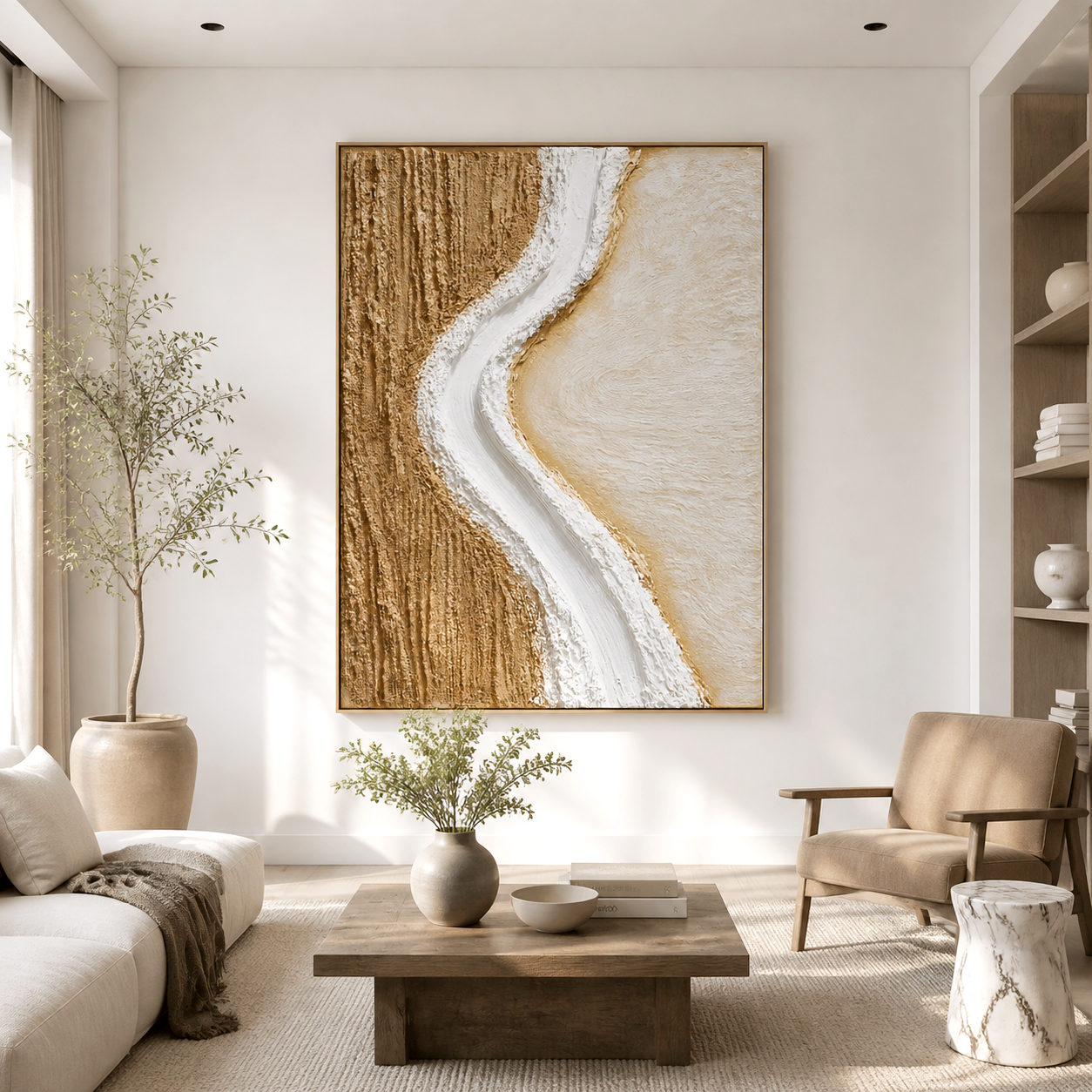 Neutral textured abstract wall art with minimalist design