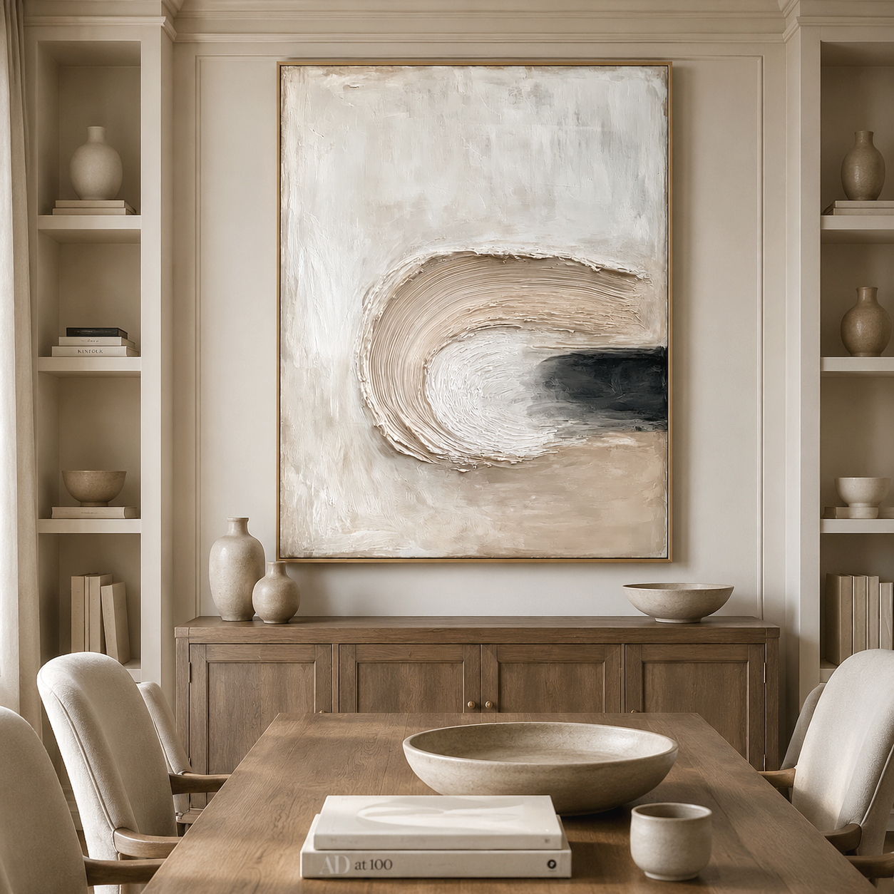 Neutral Abstract Brushstroke - Hand-Painted Textured Wall Art