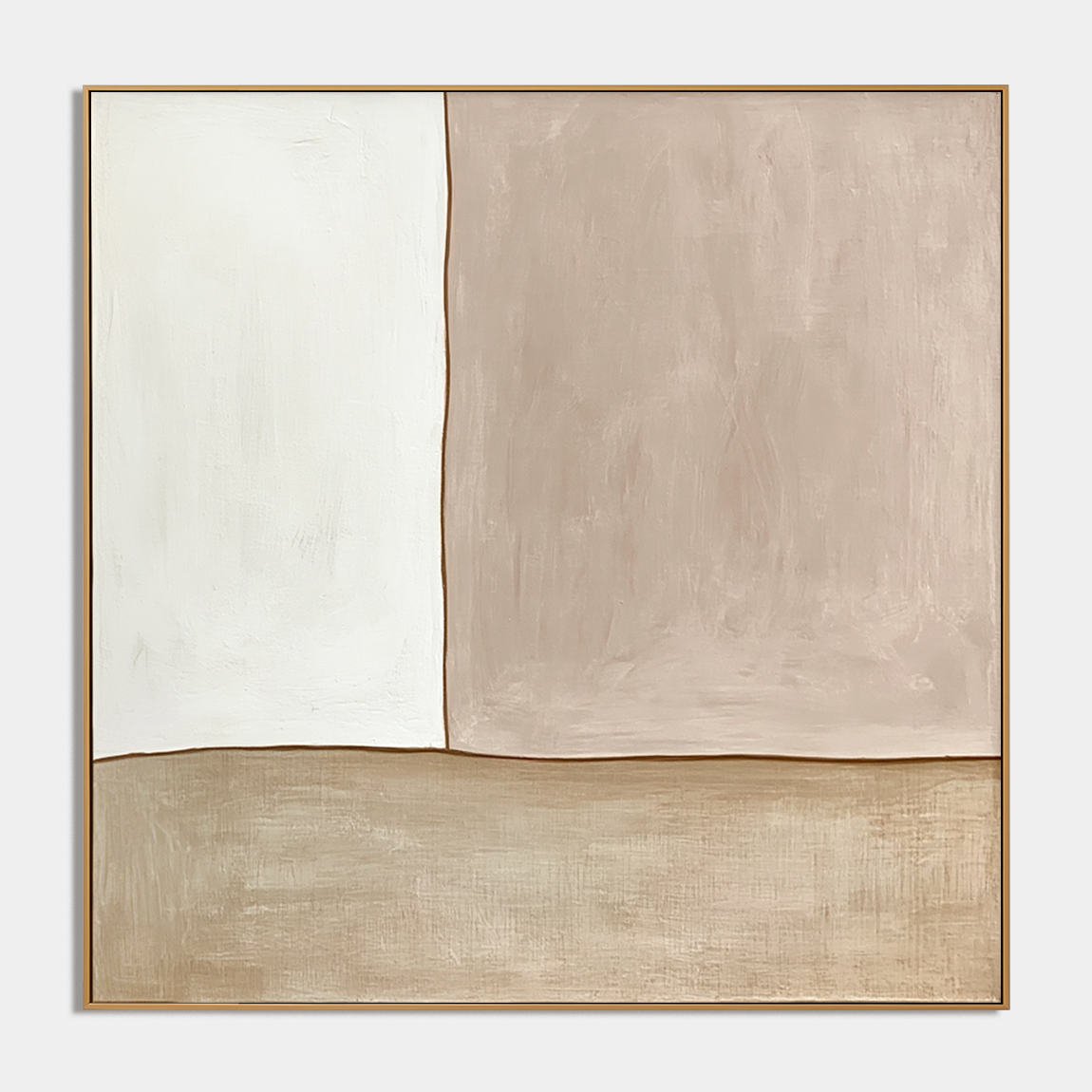 Hand-painted neutral minimalist abstract wall art with textured beige and brown tones