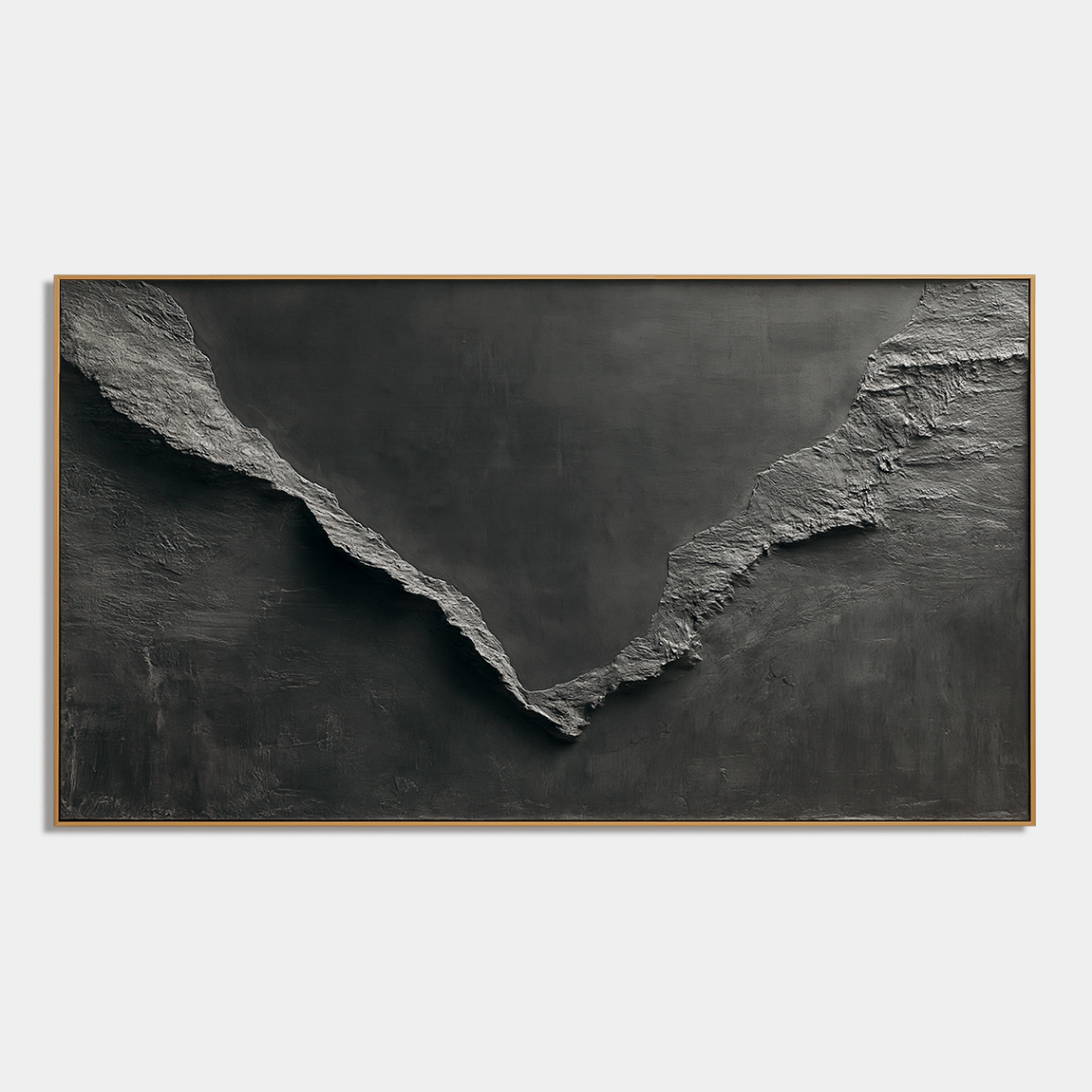 Black and gray textured abstract landscape painting for modern home décor