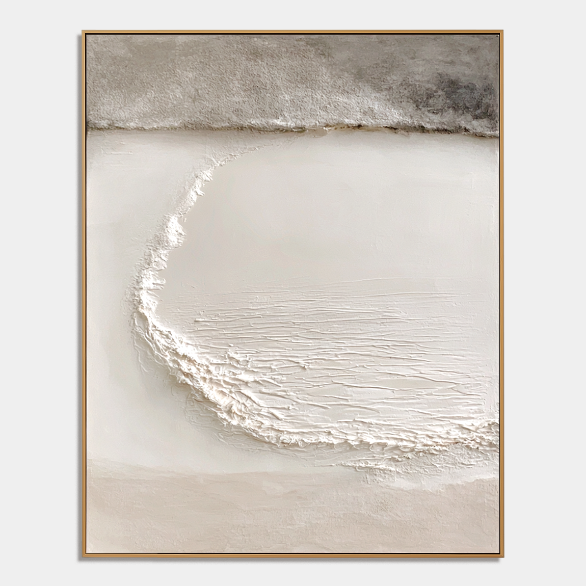 Minimalist abstract landscape painting with textured neutral tones