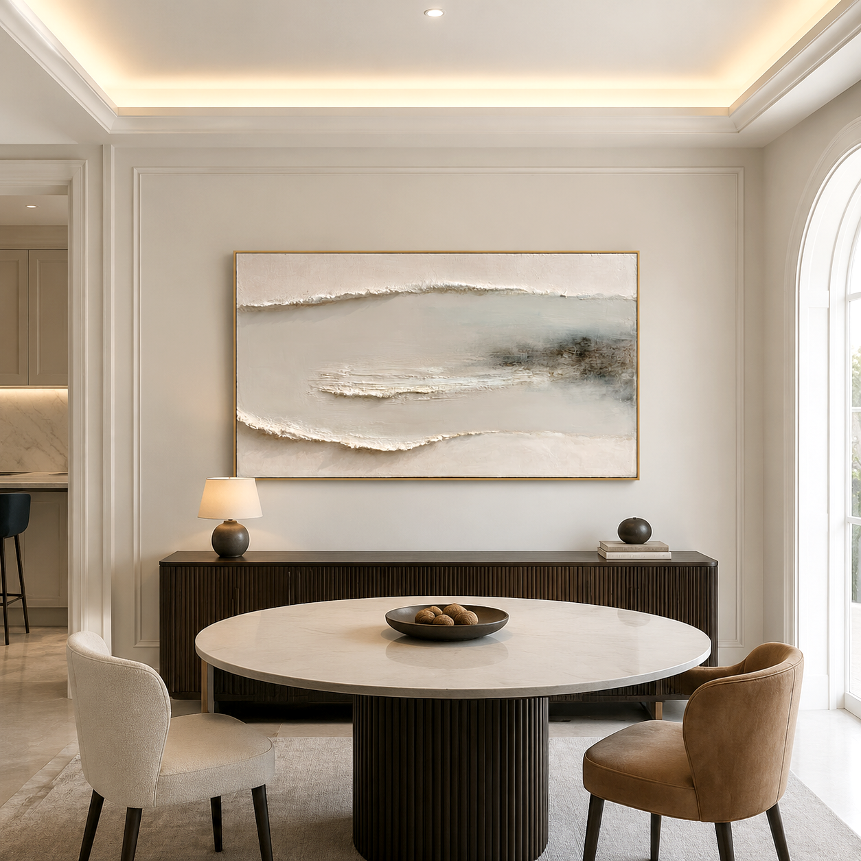 Serene Horizon textured abstract wall art in neutral tones