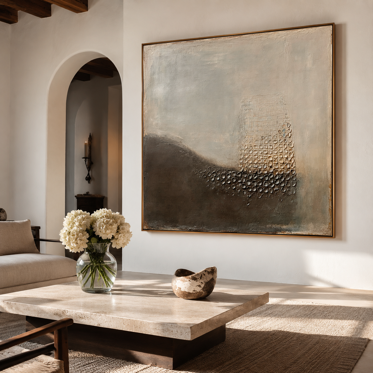 Hidden Form – Neutral Textured Abstract Wall Art
