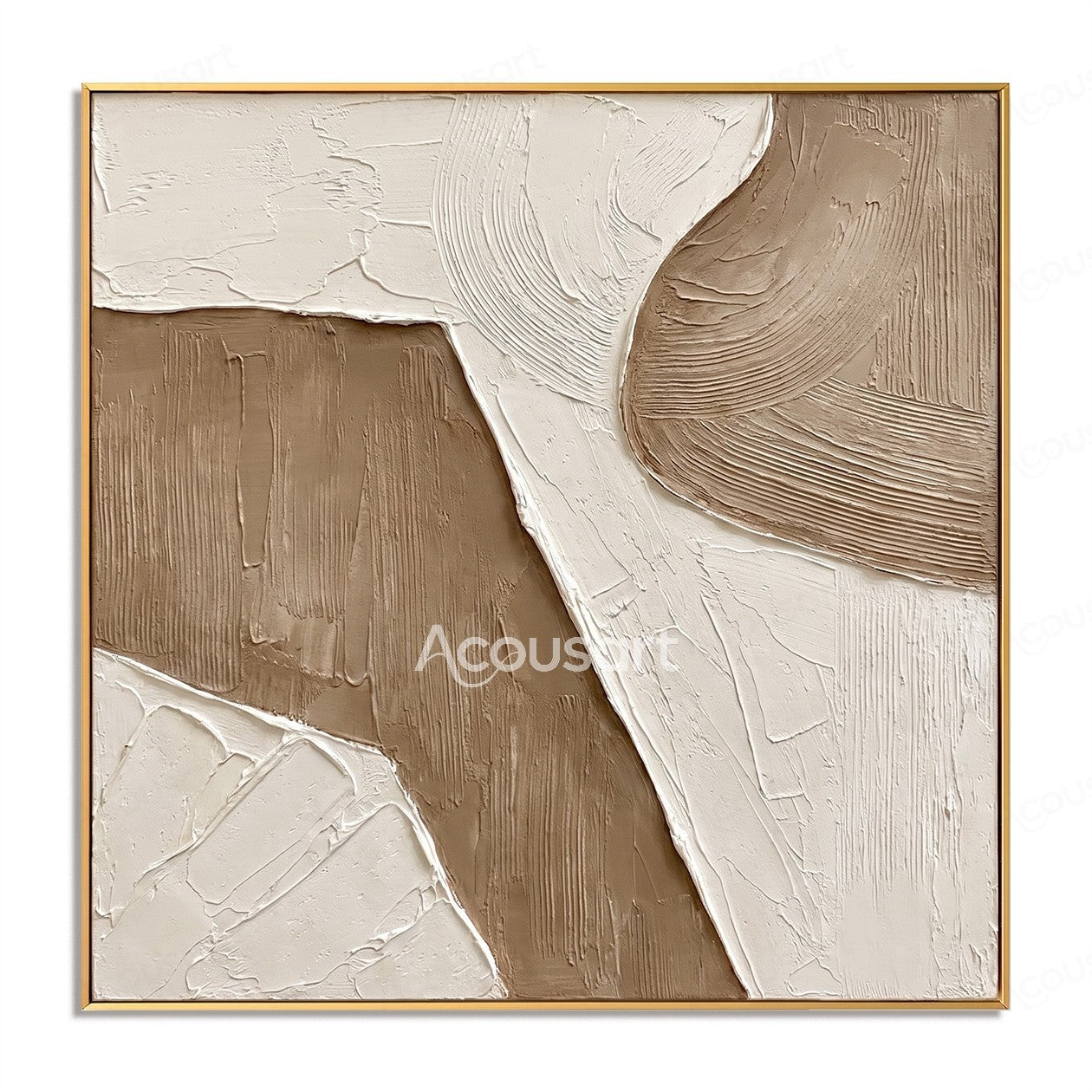 Neutral textured abstract wall art in beige, cream, and taupe